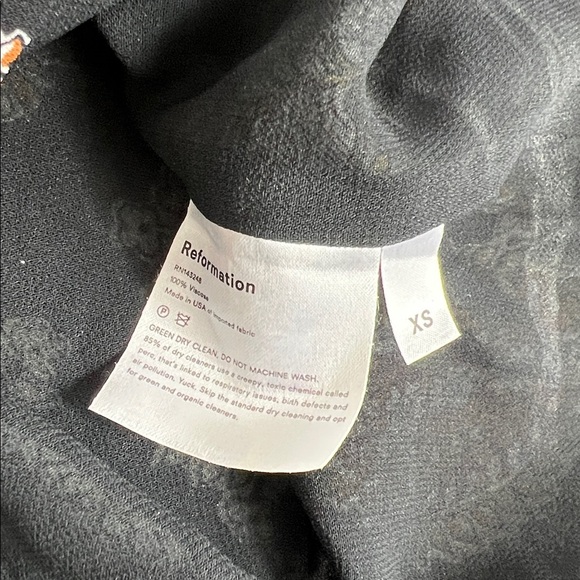 Reformation Sz XS Talia Top Black Floral Puff Shoulder Sleeves EUC - Picture 5 of 12